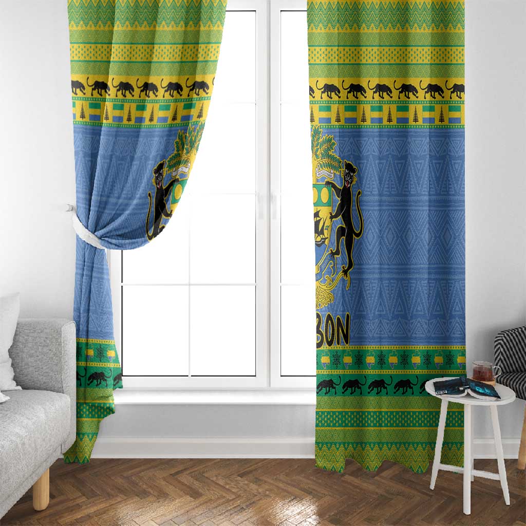 Afro Gabon Christmas Window Curtain Coat Of Arm Mix African Pattern