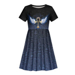 Personalised Egyptian Ankh Kid Short Sleeve Dress Egypt Hieroglyphs Pattern