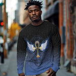 Personalised Egyptian Ankh Long Sleeve Shirt Egypt Hieroglyphs Pattern
