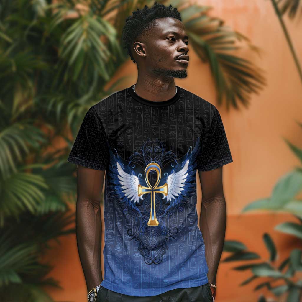 Personalised Egyptian Ankh T shirt Egypt Hieroglyphs Pattern
