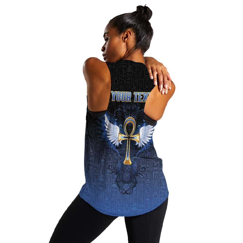 Personalised Egyptian Ankh Women Racerback Tank Egypt Hieroglyphs Pattern