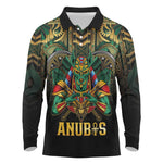 Ancient Egypt Long Sleeve Polo Shirt Anubis Egyptian