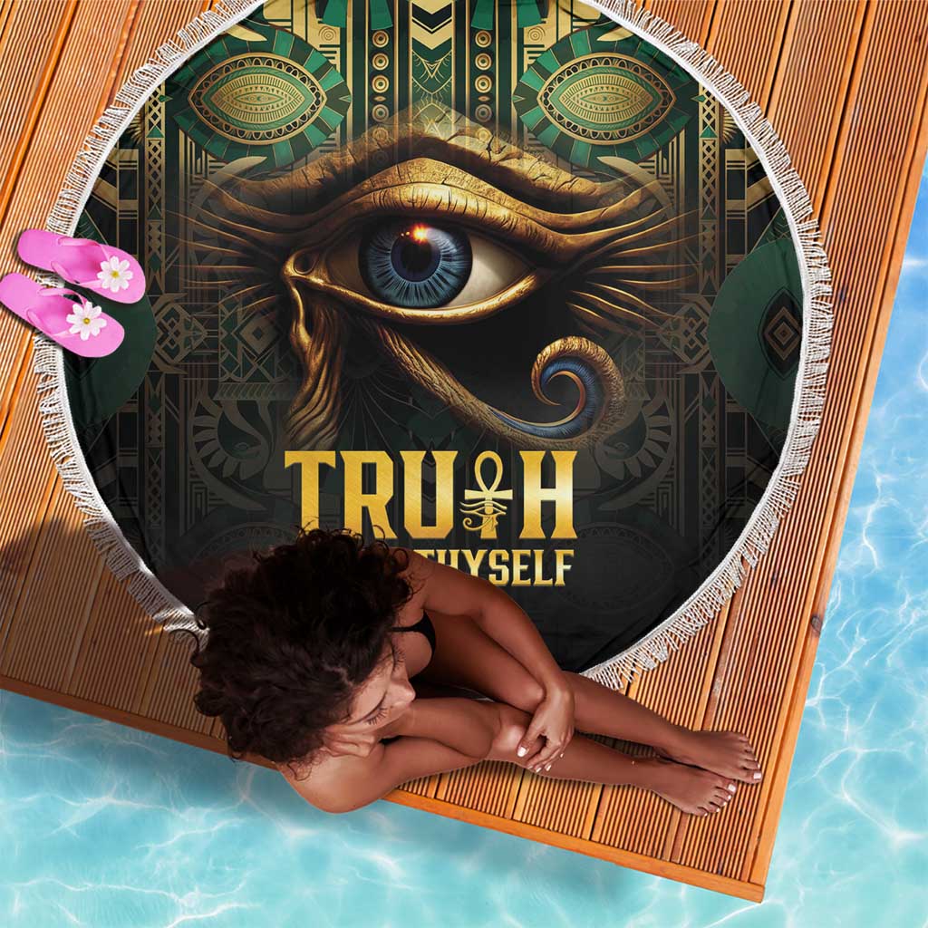 Egypt Eye of Horus Beach Blanket Golden Ancient Egypt Pattern