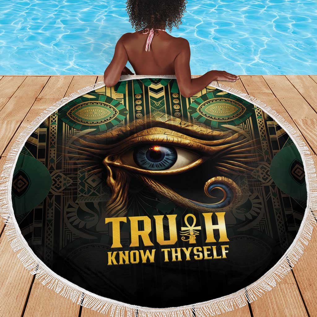Egypt Eye of Horus Beach Blanket Golden Ancient Egypt Pattern