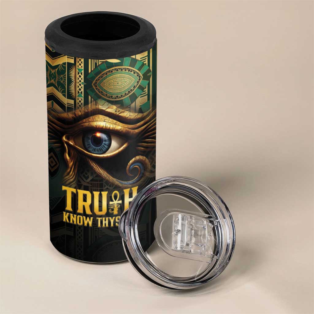 Egypt Eye of Horus 4 in 1 Can Cooler Tumbler Golden Ancient Egypt Pattern