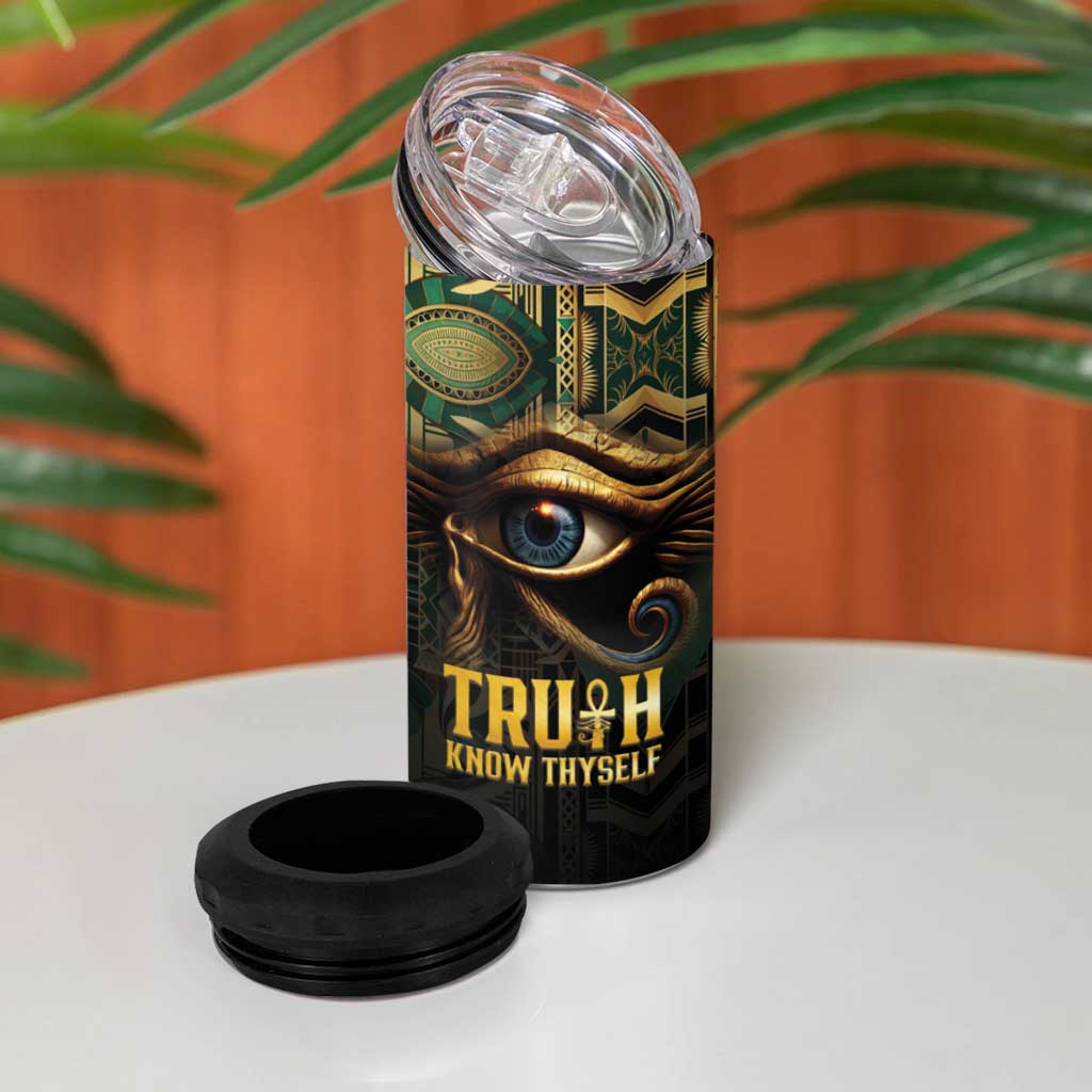 Egypt Eye of Horus 4 in 1 Can Cooler Tumbler Golden Ancient Egypt Pattern