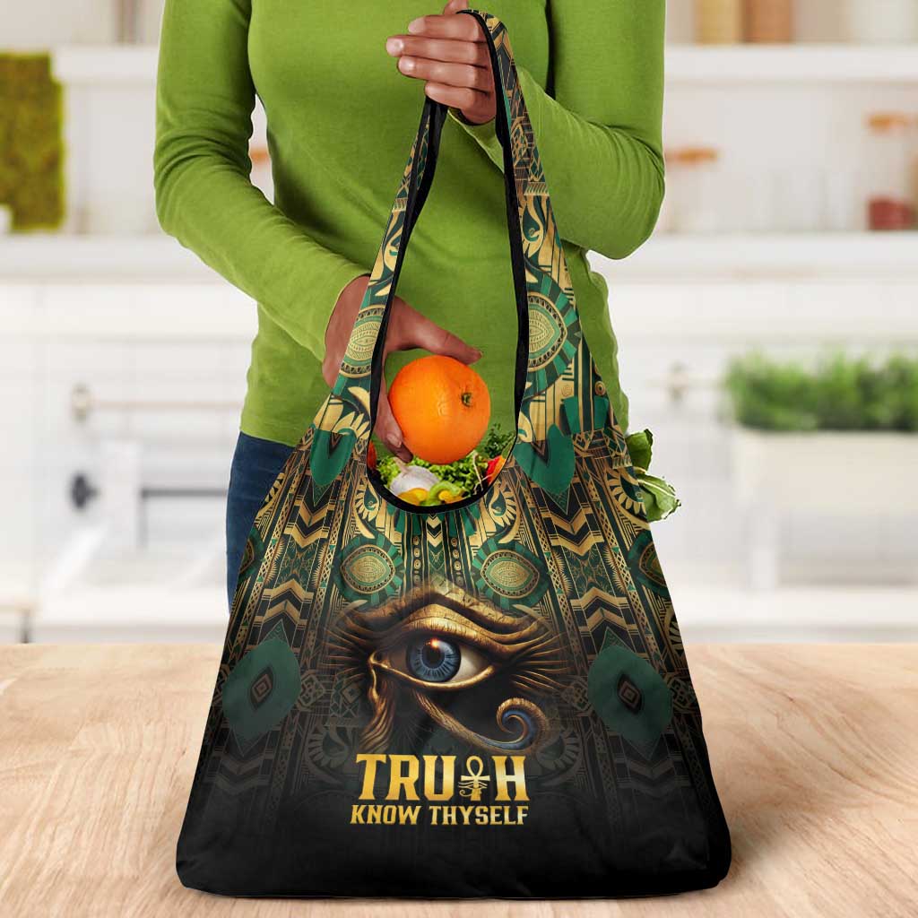 Egypt Eye of Horus Grocery Bag Golden Ancient Egypt Pattern
