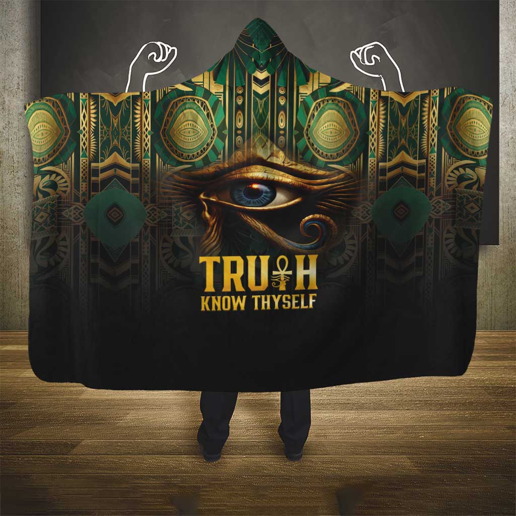 Egypt Eye of Horus Hooded Blanket Golden Ancient Egypt Pattern