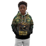 Egypt Eye of Horus Kid Hoodie Golden Ancient Egypt Pattern