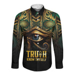 Egypt Eye of Horus Long Sleeve Button Shirt Golden Ancient Egypt Pattern