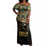 Egypt Eye of Horus Off Shoulder Maxi Dress Golden Ancient Egypt Pattern