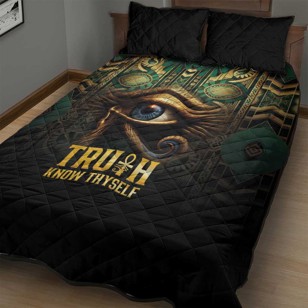 Egypt Eye of Horus Quilt Bed Set Golden Ancient Egypt Pattern