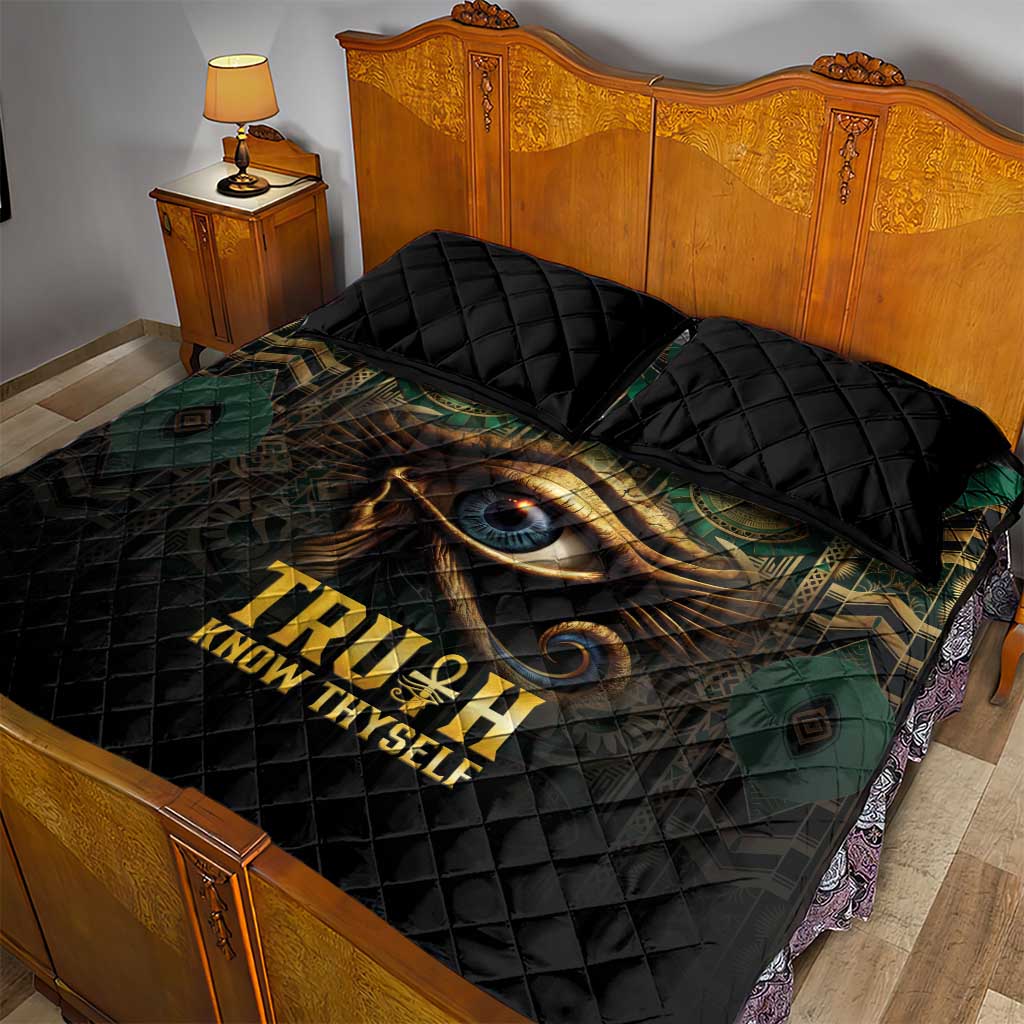Egypt Eye of Horus Quilt Bed Set Golden Ancient Egypt Pattern