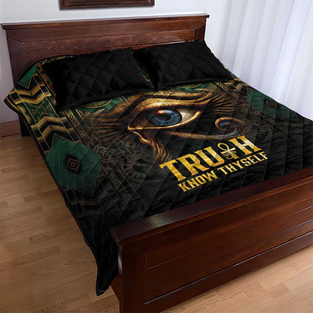 Egypt Eye of Horus Quilt Bed Set Golden Ancient Egypt Pattern