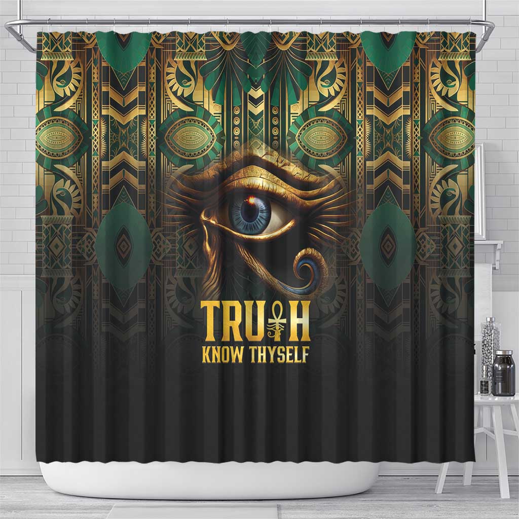 Egypt Eye of Horus Shower Curtain Golden Ancient Egypt Pattern