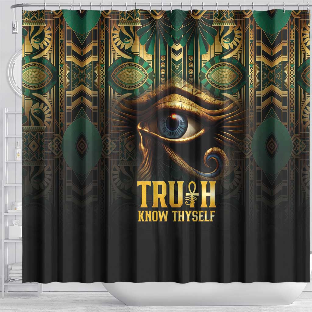 Egypt Eye of Horus Shower Curtain Golden Ancient Egypt Pattern