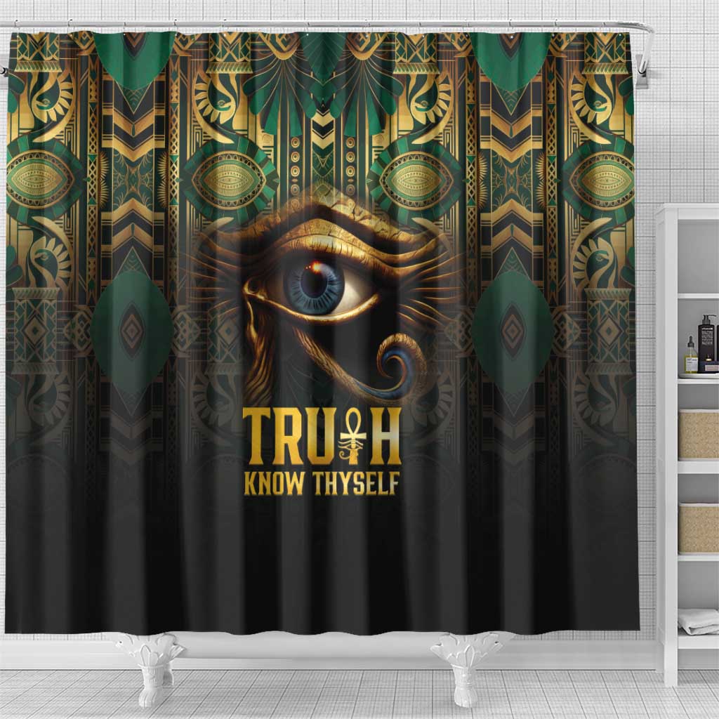 Egypt Eye of Horus Shower Curtain Golden Ancient Egypt Pattern