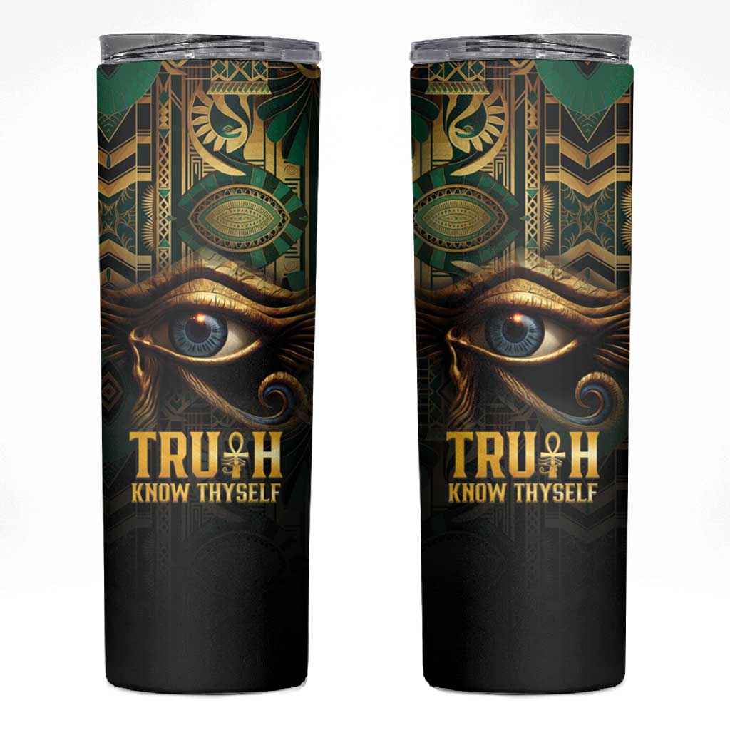 Egypt Eye of Horus Skinny Tumbler Golden Ancient Egypt Pattern