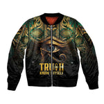 Egypt Eye of Horus Sleeve Zip Bomber Jacket Golden Ancient Egypt Pattern