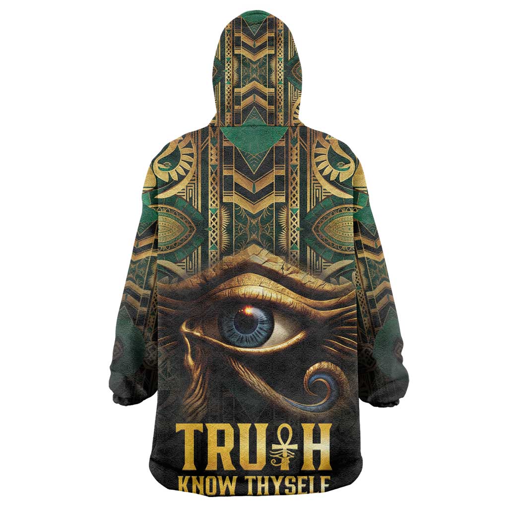 Egypt Eye of Horus Wearable Blanket Hoodie Golden Ancient Egypt Pattern