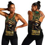 Egypt Eye of Horus Women Racerback Tank Golden Ancient Egypt Pattern
