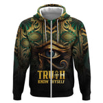Egypt Eye of Horus Zip Hoodie Golden Ancient Egypt Pattern