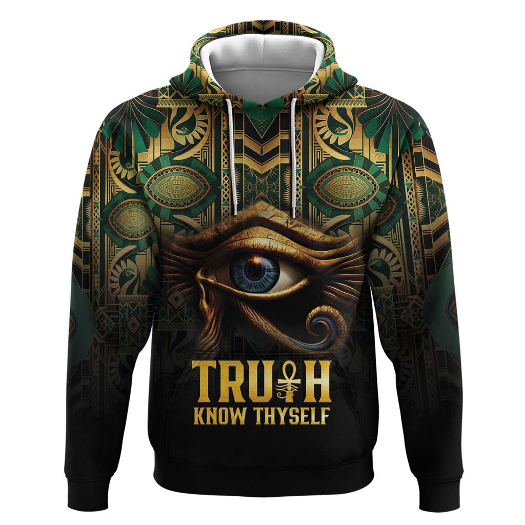 Egypt Eye of Horus Zip Hoodie Golden Ancient Egypt Pattern