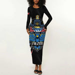 Antigua and Barbuda Cricket Custom Long Sleeve Bodycon Dress Go Falcons - African Pride