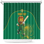 Custom South Africa Shower Curtain Lion Mascot Proteas Cricket