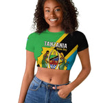 Personalised Afro Tanzania Raglan Cropped T shirt Happy Union Day