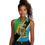 Personalised Afro Tanzania Women Sleeveless Polo Shirt Happy Union Day