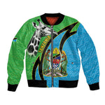 Afro Tanzania Giraffe Bomber Jacket Coat Of Arms Curve Style