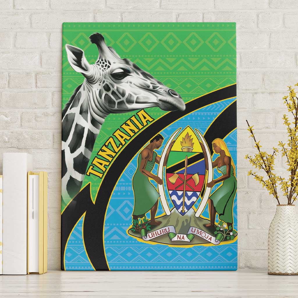 Afro Tanzania Giraffe Canvas Wall Art Coat Of Arms Curve Style By afro-tanzania-giraffe-canvas-wall-art-coat-of-arms-curve-style-by