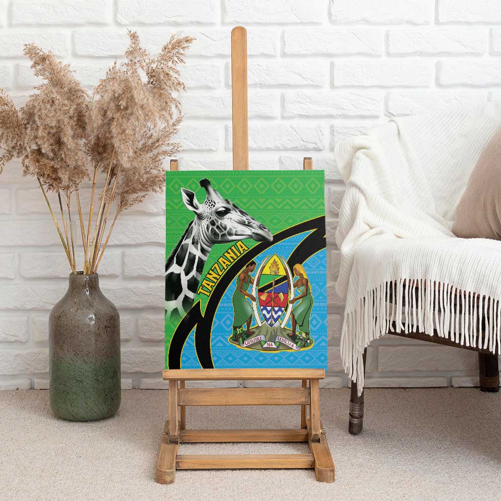 Afro Tanzania Giraffe Canvas Wall Art Coat Of Arms Curve Style