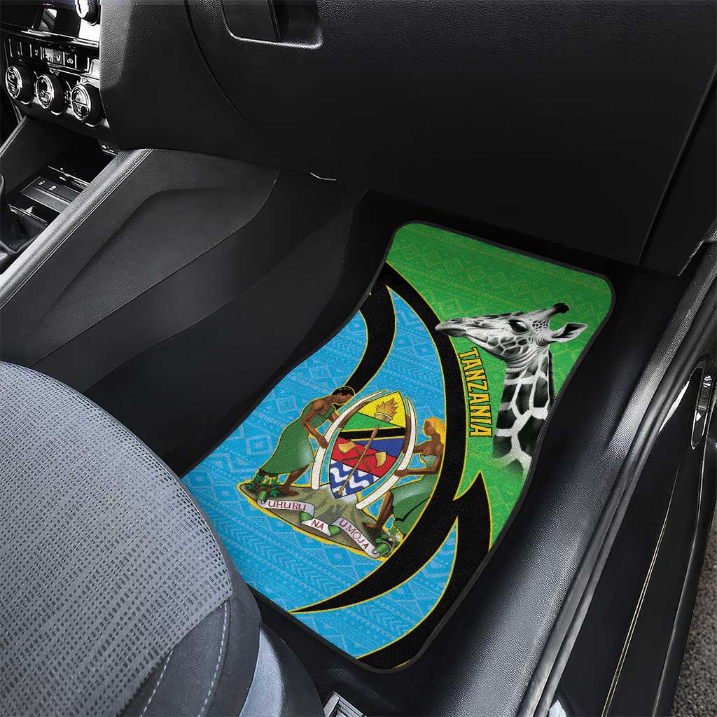 Afro Tanzania Giraffe Car Mats Coat Of Arms Curve Style