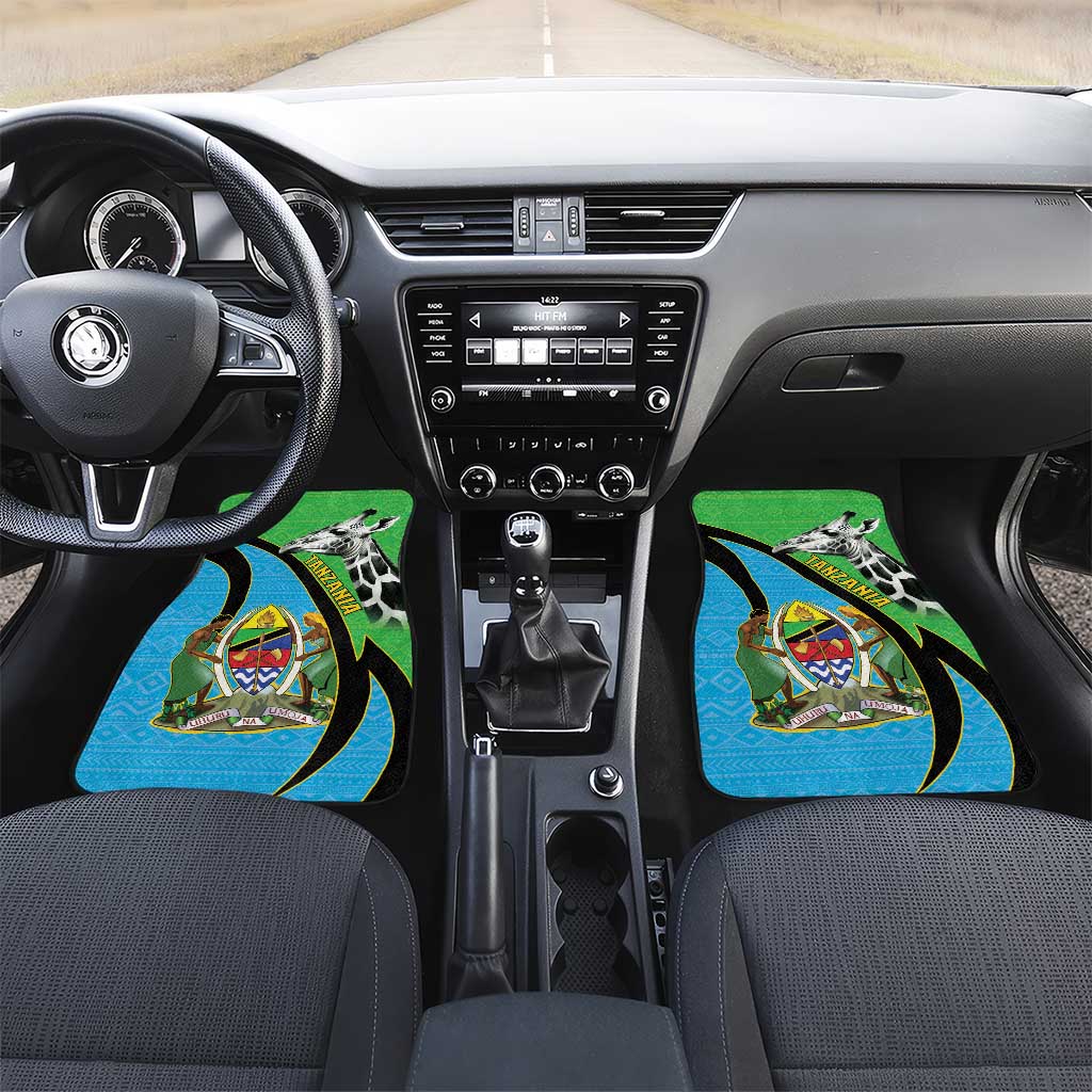 Afro Tanzania Giraffe Car Mats Coat Of Arms Curve Style