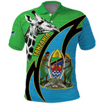 Afro Tanzania Giraffe Polo Shirt Coat Of Arms Curve Style