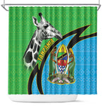 Afro Tanzania Giraffe Shower Curtain Coat Of Arms Curve Style