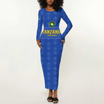 Custom Tanzania Football Long Sleeve Bodycon Dress Taifa Stars Go Champions LT15