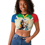 Nelson Mandela International Day 46664 Raglan Cropped T shirt Its In Our Hands - Batik Pattern - African Pride