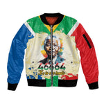 Nelson Mandela International Day 46664 Sleeve Zip Bomber Jacket Its In Our Hands - Batik Pattern - African Pride