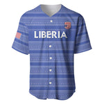 Custom Liberia Football Baseball Jersey African Tribal Pattern - Blue Jersey - African Pride