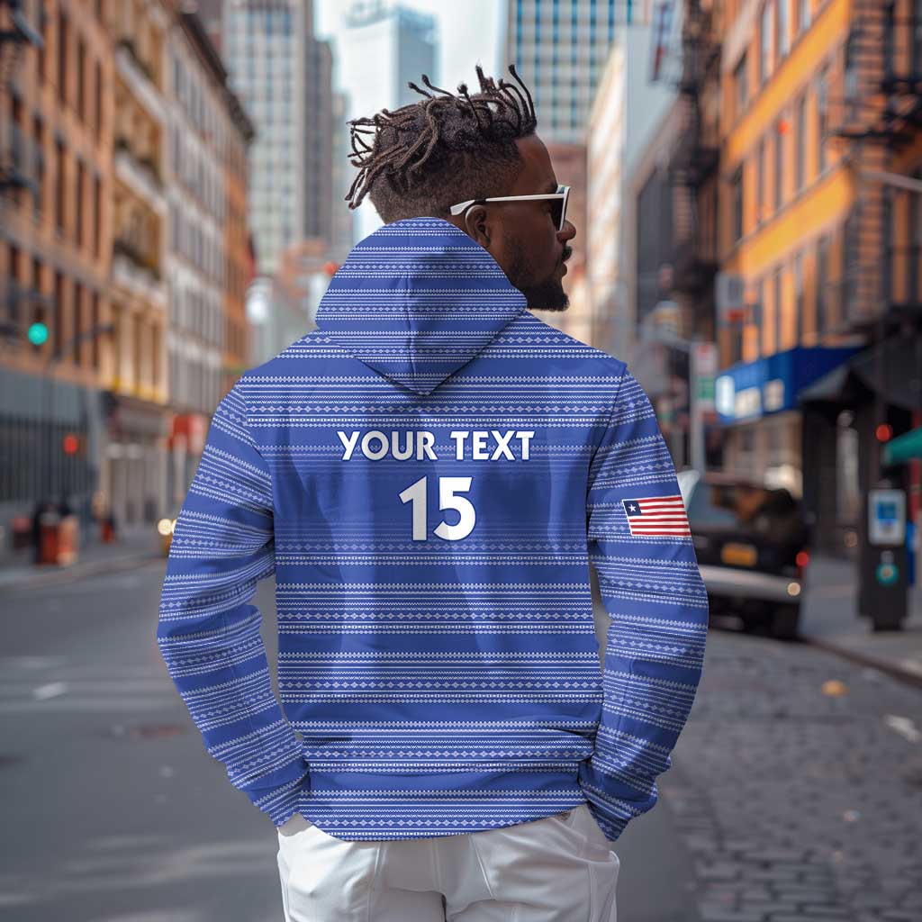 Custom Liberia Football Hoodie African Tribal Pattern - Blue Jersey - African Pride