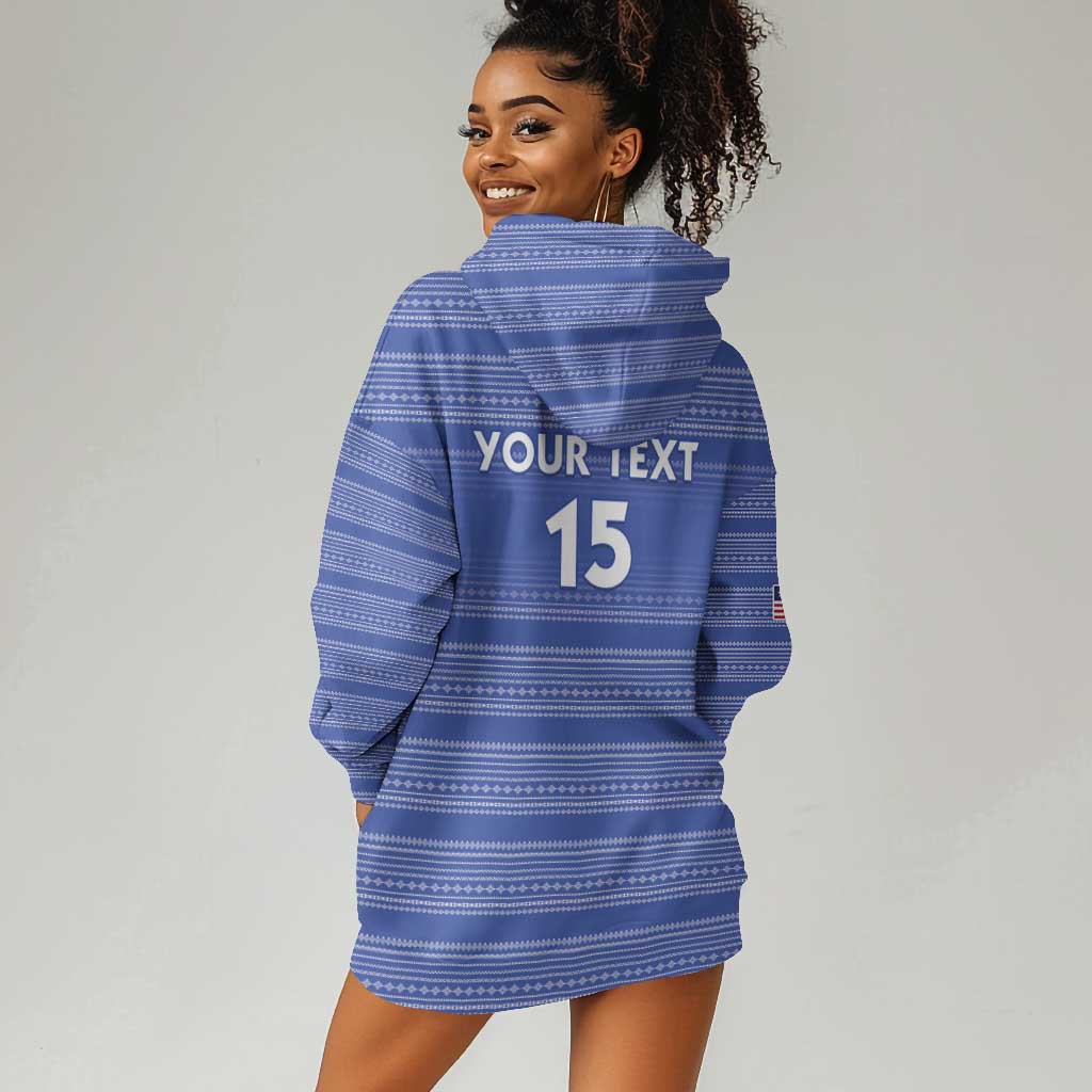 Custom Liberia Football Hoodie Dress African Tribal Pattern - Blue Jersey - African Pride
