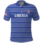 Custom Liberia Football Polo Shirt African Tribal Pattern - Blue Jersey - African Pride