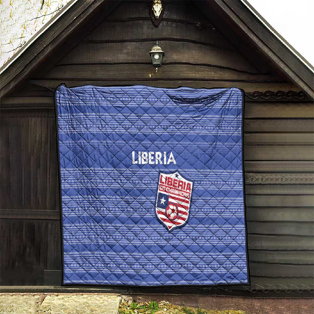 Liberia Football Quilt African Tribal Pattern - Blue Jersey - African Pride