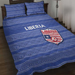 Liberia Football Quilt Bed Set African Tribal Pattern - Blue Jersey - African Pride