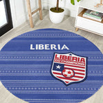 Liberia Football Round Carpet African Tribal Pattern - Blue Jersey - African Pride