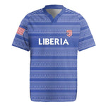 Custom Liberia Football Rugby Jersey African Tribal Pattern - Blue Jersey - African Pride