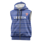 Custom Liberia Football Sleeveless Zip Hoodie African Tribal Pattern - Blue Jersey - African Pride